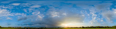 360 Hdri Panorama Of Setting Sun With A Set Of Clouds Sunset I In High
