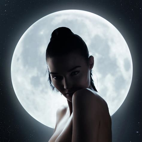 Fine Art Fashion Studio Portrait Of Woman At Full Moon Photograph By