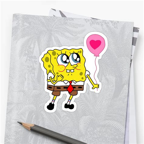 Cute Spongebob Squarepants With Baloon Sticker By Katuse Redbubble