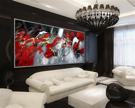 Black Red Abstract Art Large Wall Art Wall Decor Art Modern Home Decor