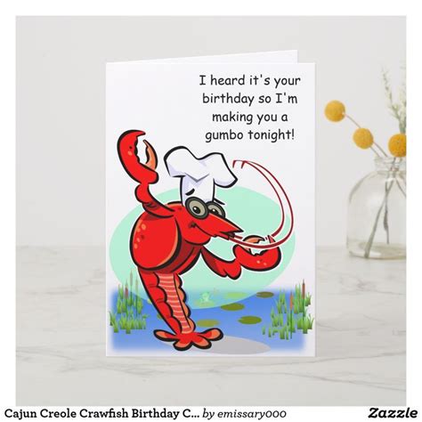 Cajun Creole Crawfish Birthday Card Funny Birthday Cards Birthday