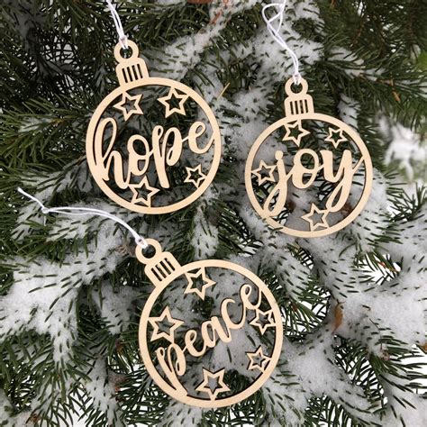 hope joy peace ornaments christmas tree decorations etsy