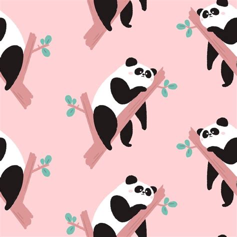 Premium Vector Seamless Pattern With Cute Panda Bears