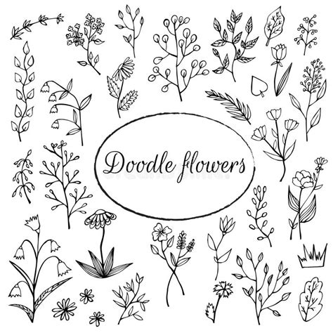 Collection Of Floral Ornaments Floral Doodle Hand Drawn Illustration