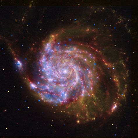 A Composite View Of The Spiral Galaxy Messier 101 From Spitzer Hubble