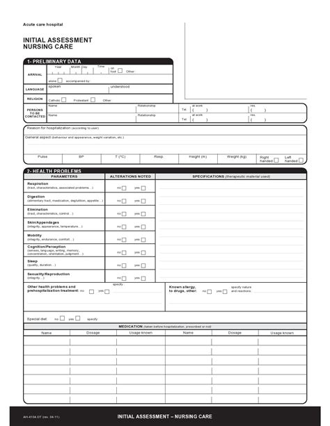 39 Printable Nursing Assessment Forms Examples