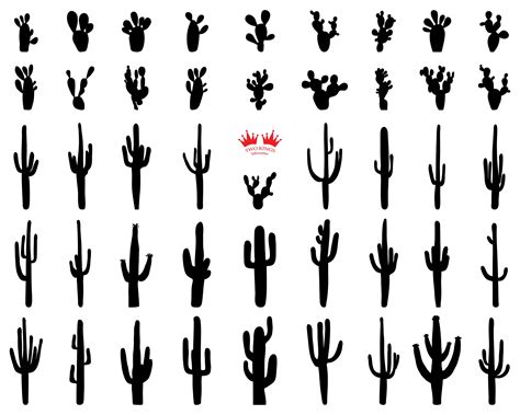 Cactuses Svg Black Silhouette Digital Clipart Files Eps  Etsy