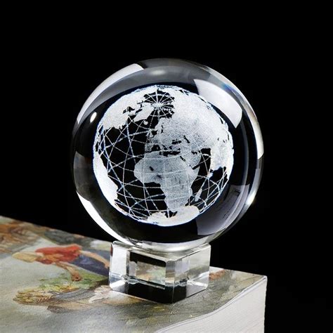 Crystal 3d Earth Globe Paperweight Stand Home Decor Desktop Table Artificial Crystal World Map