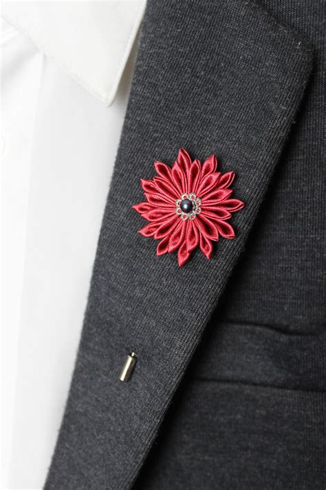 Suit Flower Lapel Mens Lapel Flower Burgundy Wedding Etsy