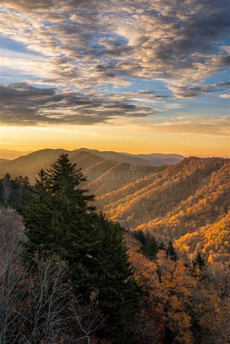 Fall Colors Scenic Sunrise Great Smoky Mountains Stock Image Image