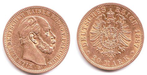 Preussen 20 Mark 1887 A Goldmünze Kaiser Wilhelm I Fvz Ma Shops