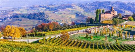 Vineyards And Castles Of Piemonte In Autumn Colors Italy — Stock Photo