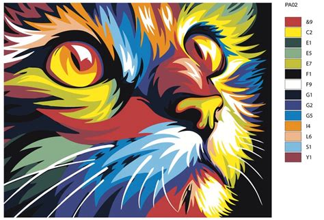 Colorful Cat Painting By Numbers Diy Paint By Number Kit Acrylic