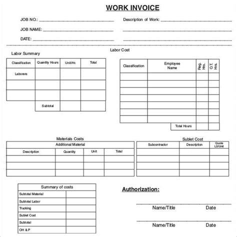 sample blank invoice templates sample templates