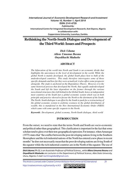 Pdf Rethinking The North South Dialogue And Development Of The Third