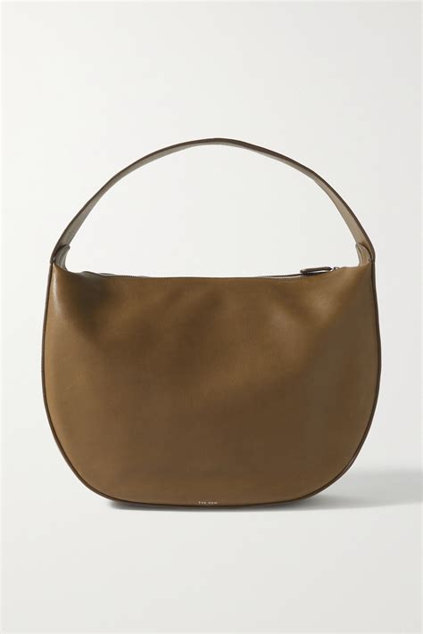 The Row Allie Small Leather Shoulder Bag In Brown Modesens