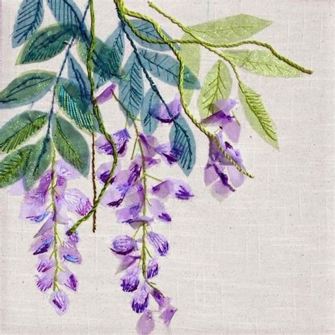 Rowandean Embroidery Wisteria Flower Quilts Hand Embroidery Kits