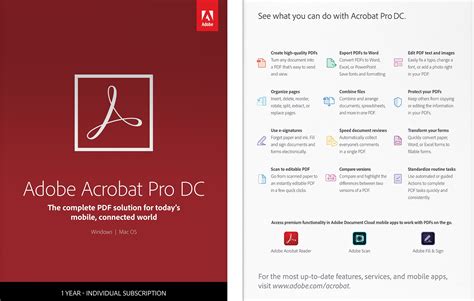 Adobe Acrobat Pro DC Year Subscription PC Windows Mac OSX Programvara Och Antivirus