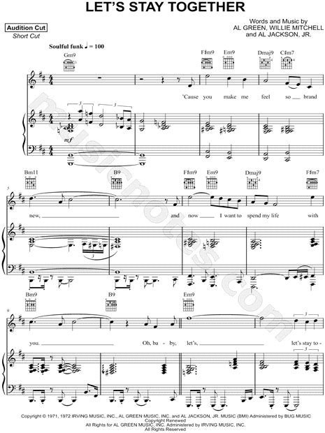 Al Green Let S Stay Together Sheet Music In D Major Transposable