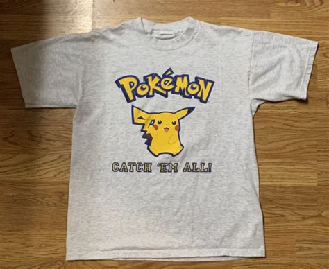 vintage pokemon gotta catch em all t shirt pikachu 25 gray 90s size med 79 20 picclick