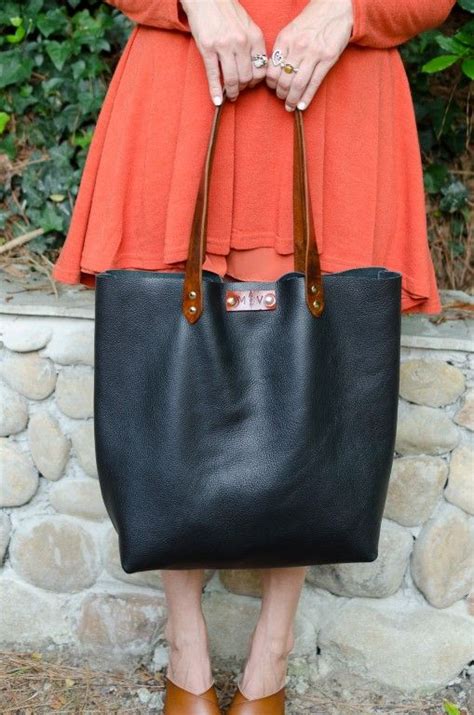 Buy Hand Made Large Black Leather Tote Handbag Black Tote Shoulder Bag