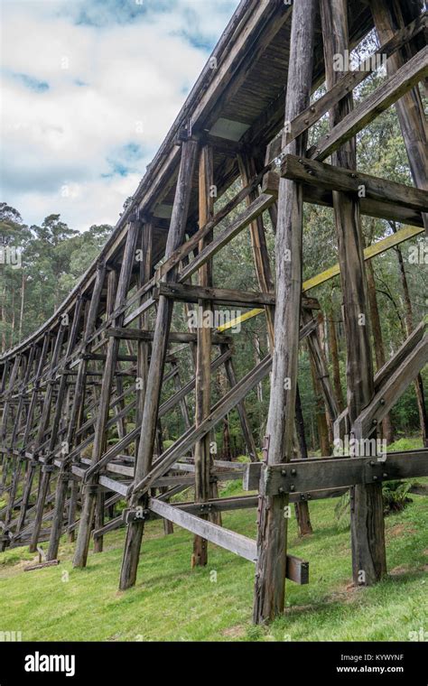 Very Old Abandoned Wooden Railroad Trestle Bridge In Noojee Victoria