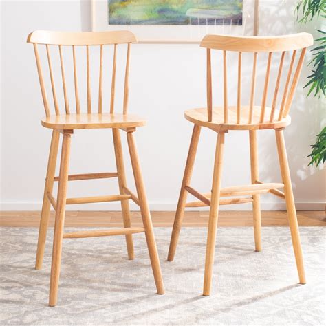 Safavieh Galena Solid Spindle Back Bar Stool With Footrest Natural