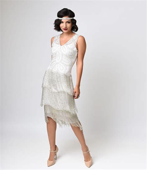 Flapper Style Wedding Dress Art Deco Wedding Dress Fringe Flapper