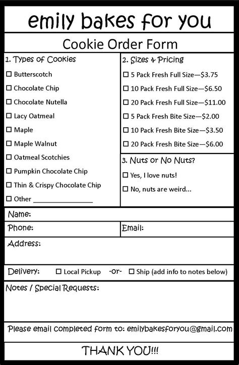 Cookie Order Form Recipe Cookie Order Form Cookie Business Home