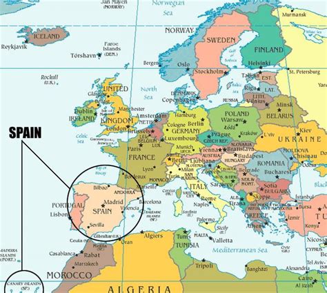 Spanien Auf Eine Karte Landkarte Mit Spanien Southern Europe Europa