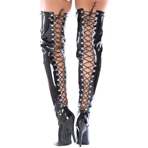womens ladies thigh high over the knee lace up boots high stiletto heel size new ebay