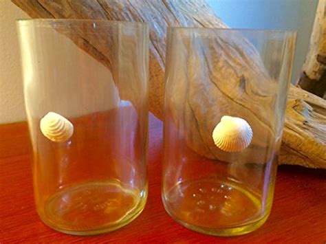 Buy Sea Shell Cocktail Glasses Set Of Two Upcycled Bottles Turned Coastal Glassware With Clam