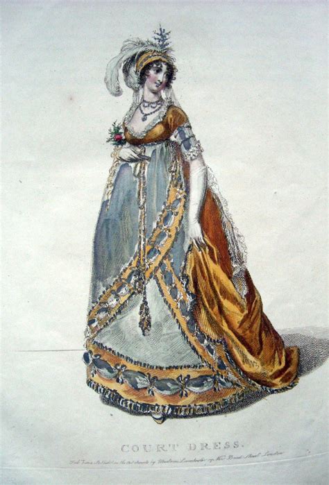 1804 English Court Dress Mirror De La Mode Regency Era Fashion
