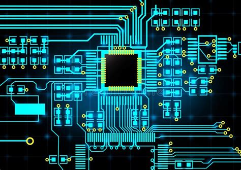 Digital Background Neon Glow Circuit Board Stock Illustration