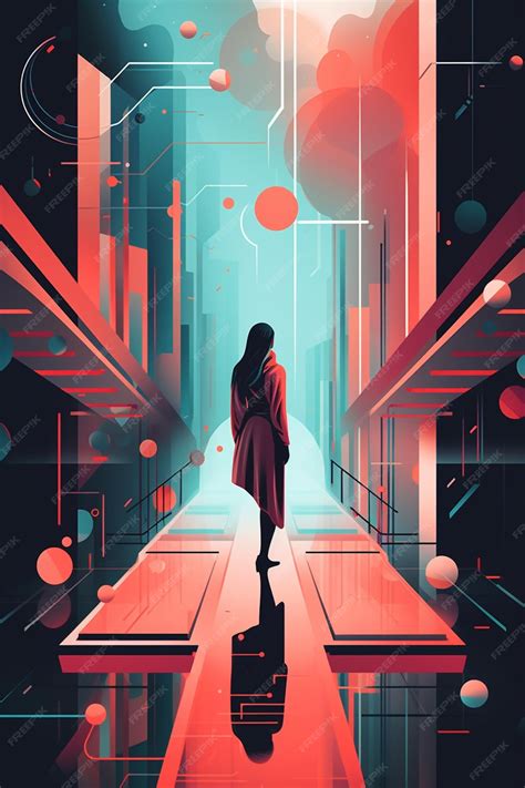 Premium Ai Image There Is A Woman Walking Down A Hallway In A Futuristic City Generative Ai