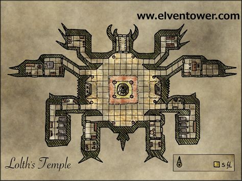 Map 28 Lolths Temple Elven Tower Adventures Fantasy Map Fantasy