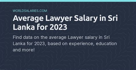 Average Lawyer Salary In Sri Lanka For 2024