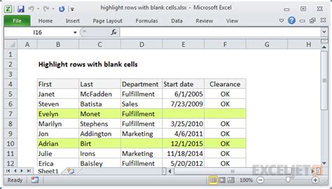 Highlight Rows With Blank Cells Excel Formula Exceljet