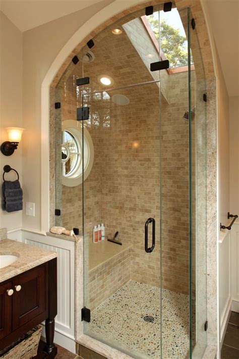 Covering a bath area in tile from floor to ceiling. Create a feeling of bathroom space: Floor to ceiling ...
