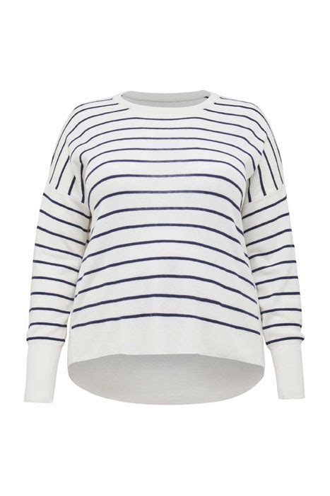 Zara Curve Stripe Lightweight Jumper Navy Stripe Online Outlet Otrium