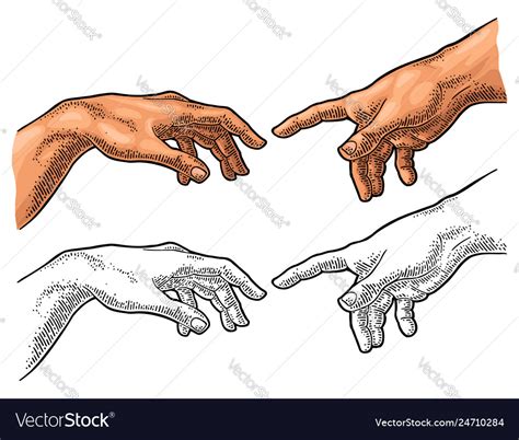 Male Finger Pointing Touch God Hand The Creation Vector Image