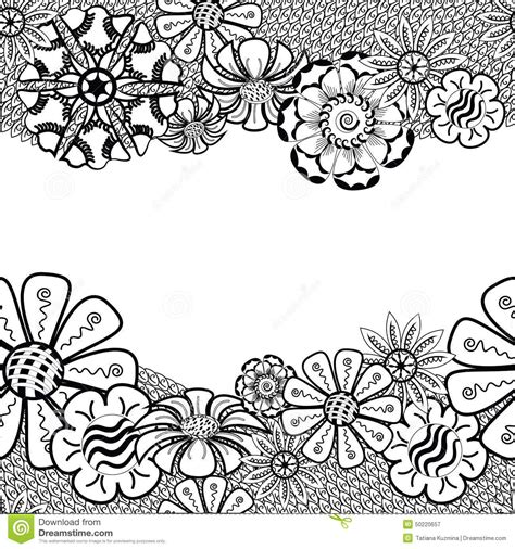 Zentangle Frame With Flower In Doodle Hand Drawn Flower Doodles