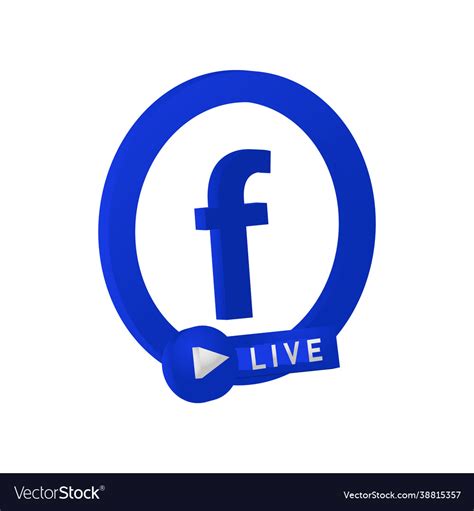 3d Render Live Streaming Icon Facebook Design Vector Image