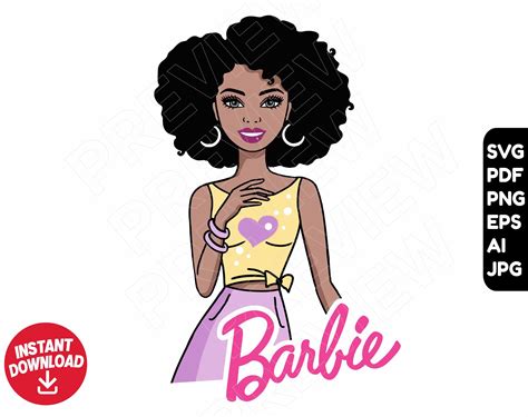 Barbie Afro Svg Png Clipart Barbie Afro Girl Cut File Etsy