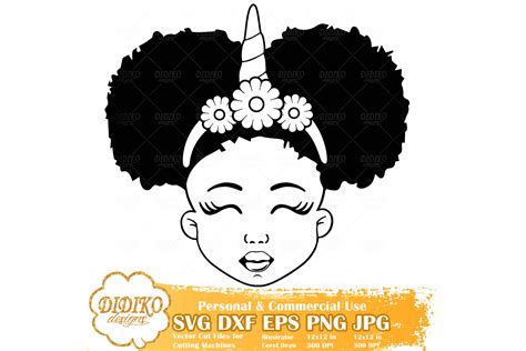 Black Girl Svg Bundle 5 Afro Girl Unicorn Svg File Didiko Designs