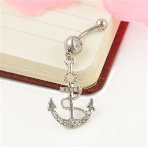 Rhinestone Dangle Body Piercing Jewelry Ball Barbell Bar Belly Button Navel Ring N8 Free Image
