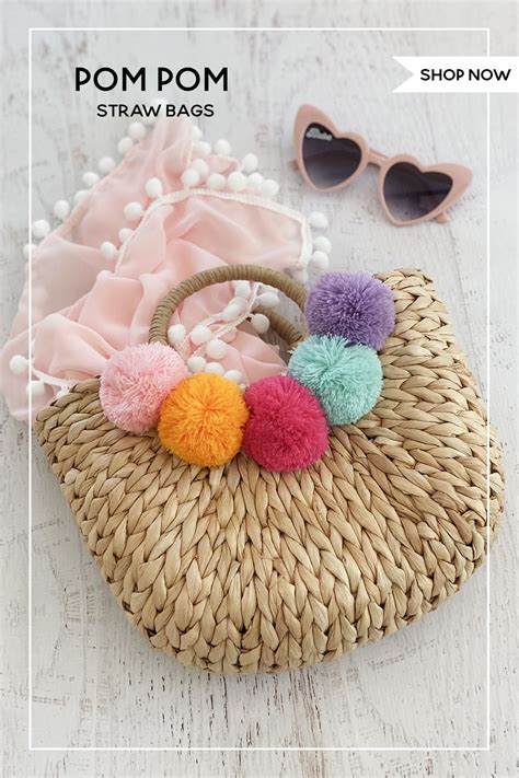 Pom Pom Straw Purses Best Bridesmaid Ts Bridesmaid Ts Straw Bag