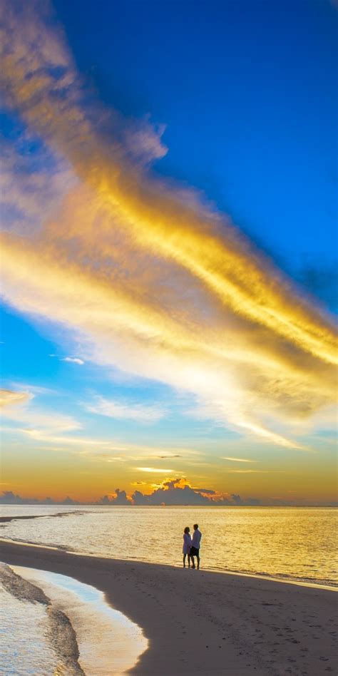 1080x2160 Sunset Couple Cloud Island Beach One Plus 5thonor 7xhonor