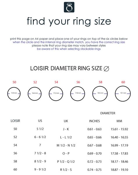 Ring Sizes Loisir