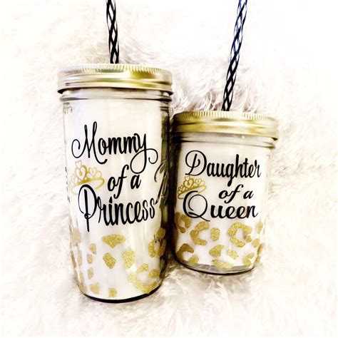 Mommy And Me Tumbler Set Mommy Of A Princess Daughter Of A Queen Personalized Tumbler Mason